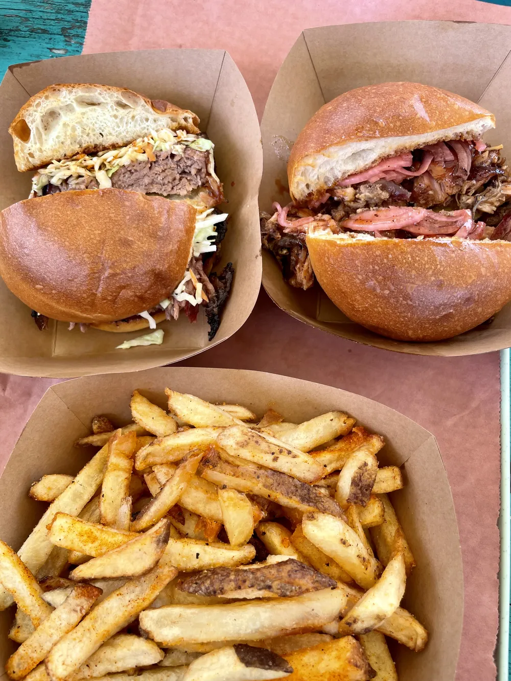 Brisket sandwiches and fries